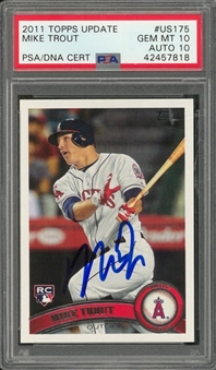 2011 Topps Update #US175 Mike Trout Signed Rookie Card – PSA GEM MT 10/Auto 10